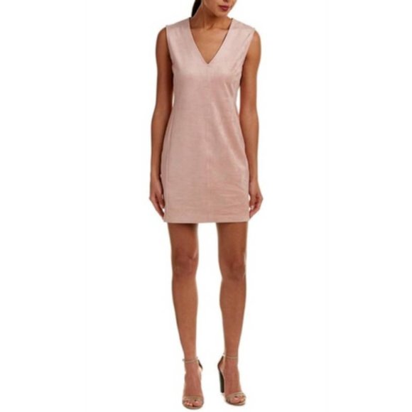 BCBGMaxAzria Malina Faux Suede Mini Dress Light Blush Pink Size Medium - Picture 1 of 6